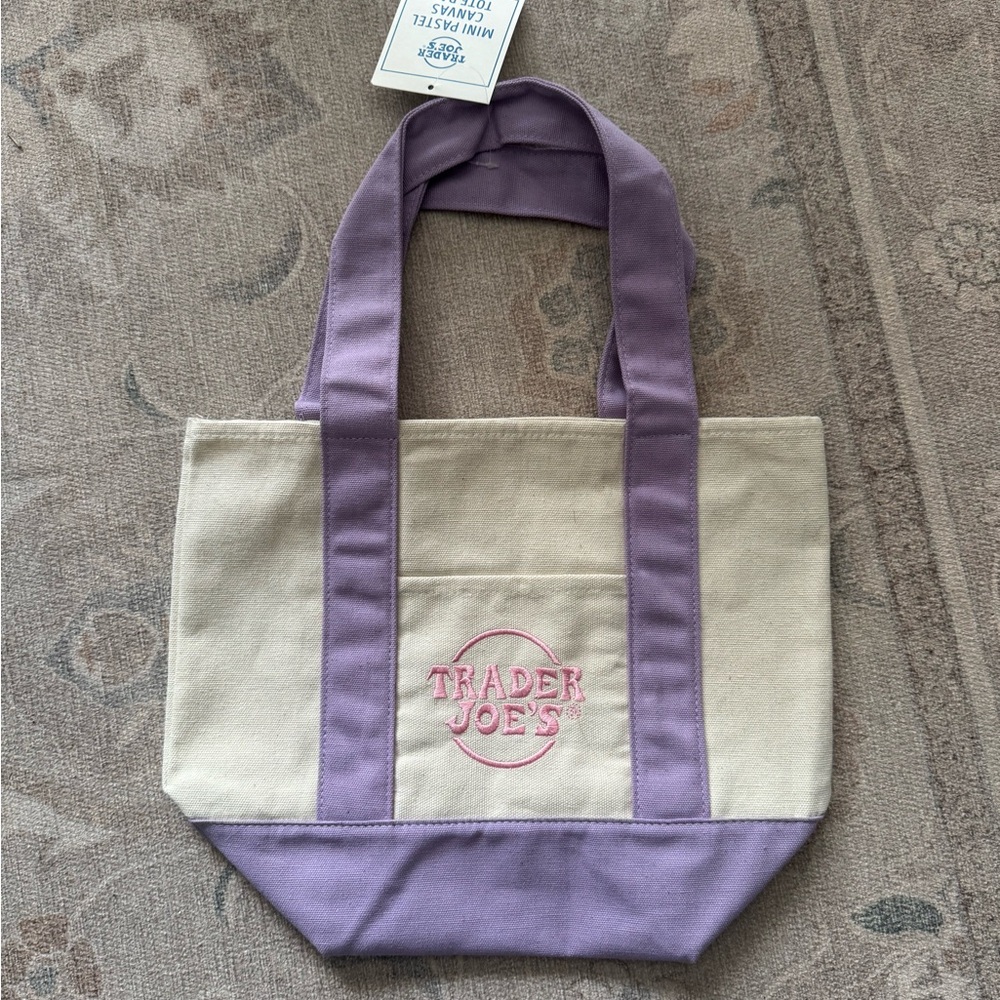 Trader joe’s lavender mini canvas tote bag